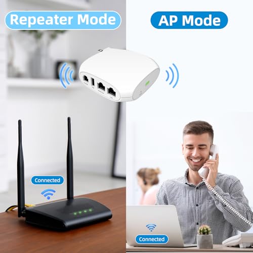 FLYINGVOICE FTA1101, Analog Telephone Adapter - Foldable & Detachable US Plug, Work as Travel Wi-Fi Router Through AP Mode, Mini Portable VoIP Adapter for SMEs, SOHO, Hotel