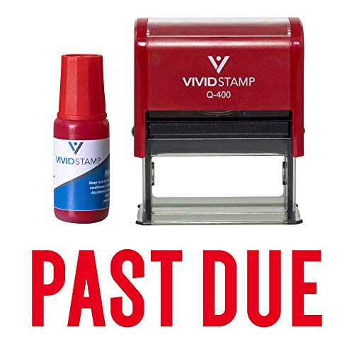 Classic Past Due Self Inking Rubber Stamp Combo with Refill (Red Ink) - X-Large (10 Pack)