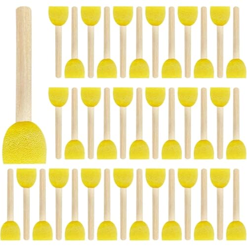 Foam Paint Brushes 120 Pcs Round Foam Paint Brushes - Sponge Fitted with Wooden Handles for Art & Craft Projects