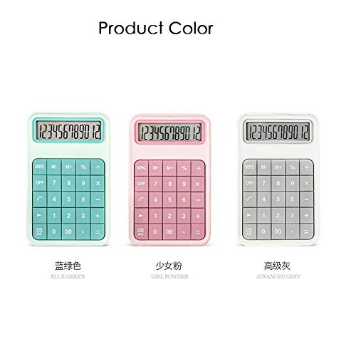 NSUQOA 12 Digit Desk Calculator Large Buttons Cute Candy Color Financial Business Accounting Tool Big Battery(Black)