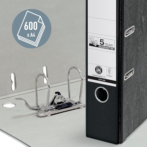Leitz 10801095 Standard Lever Arch File 80mm Spine A4 Black Ref 1080-95 [Pack of 10]