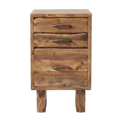 Starlight Canyon Home Solid Acacia Wood Filing Cabinet with Live Edge Drawers, Rustic Vertical File Cabinet for Home Office Storage