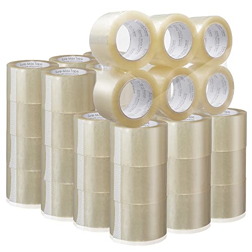 Sure-Max 48 Rolls Extra-Wide Shipping & Packing Tape (3" x 110 yard/330' Each) - Moving & Adhesive Carton Sealing - 2.0mil Clear