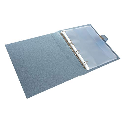 Goldbuch Summertime Trend 2 53607 Document Folder for DIN A4 Documents, Ring Binder Folder with 5 Pockets Expandable Folder with Lock, Linen Orgal Folder Approx. 27.5 x 34 cm Blue Grey