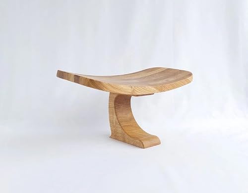 SFYVNC Modern Solid Wood Footstool, Curved Ergonomic Design Foot Rest, Natural Oak Foot Stool for Living Room Bedroom Office, Durable Single Person Footrest