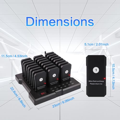 AGJ Restaurant Pager Wireless Calling System 24 Beepers Guest Customer Queue Pagers for Food Court Food Truck Church Nursery Clinic Coffee Shop with Buzzer Vibration Flash