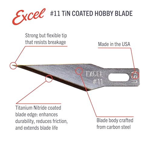 Excel Blades #11 Titanium Nitride Hobby Blades, 100-Pack, Carbon Steel
