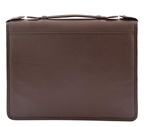Brown Leather A4 Ring Binder Folio Office Bag File Folder Meetings Zip Organiser Braga
