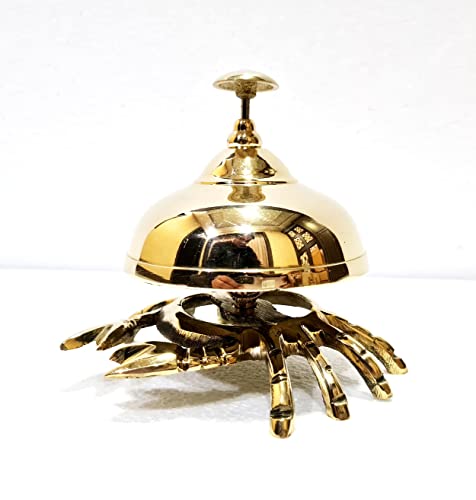 Marine Nautical Store Vintage Decorative Antique Brass Crab Bell Hotel Counter Reception Bell Teacher Desk Bell