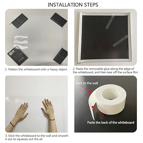 Removable Sticky whiteboard Film, Self Adhesive Magnetic Whiteboard Wallpaper Roll Multicolor Multiple Sizes(Black,47.2x70.7in(120x180cm))