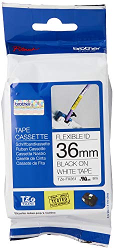 Brother TZeFX261 Flexible Labelling Tape, 36 mm x 8 Meter, Black on White Tape