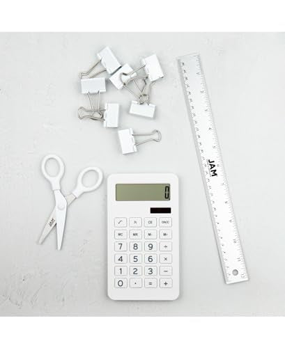 JAM PAPER Desktop Calculator - 10 Digit LCD Display - 3 3/4 x 6 3/4 Inches - White - Bulk 10/Pack