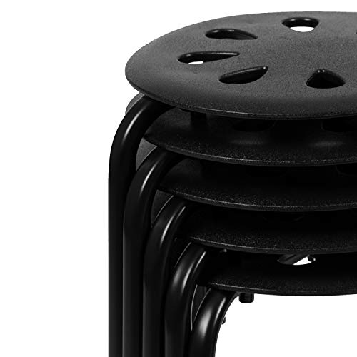 Flash Furniture 17.5" Steel Nesting Stack Stools, Black, 5-Pack