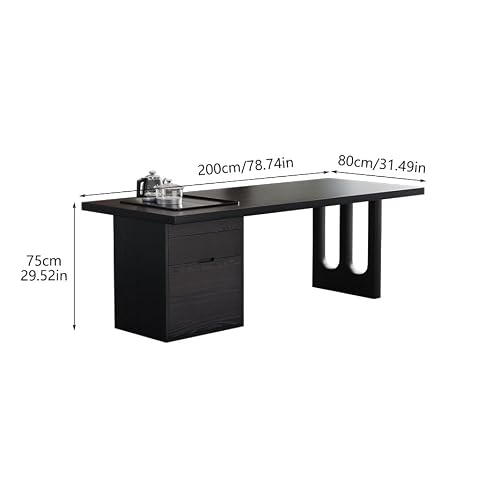 LINKIO Home Office Desks Simple Solid Wood Boss Office Tea Table, Suitable for Small-Sized Tea Table for Negotiation and Work, Home Living Room Study Furniture Computer Table Desk(200x80x75cm)