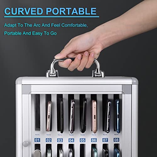 FENOKD Cell Phones Storage Cabinet 12/24/32/48/60 Slots Aluminum Alloy Cell Phones Holder Storage Box Mobile Phones Desktop Organizer Wall-Mounted Pocket Chart Storage，24