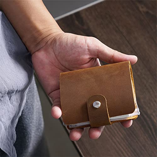 ONMYJFD Retro Journal Crazy Horse Leather A9 3 Rings Mini Diary Weekly Planner Loose-Leaf Hand Account Cowhide Notepad Portable Memo pad(Black)