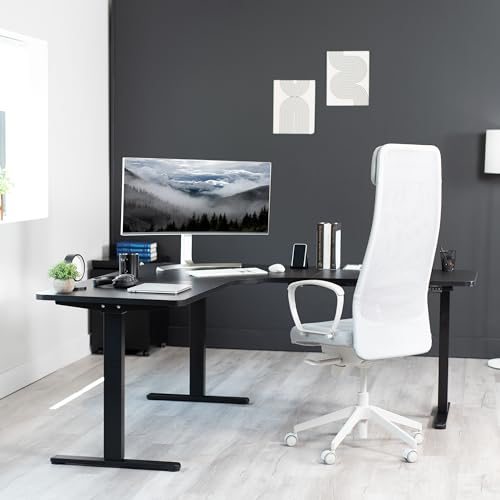 VIVO Black Electric Corner 3-Leg Standing Desk Frame, DESK-V123EB