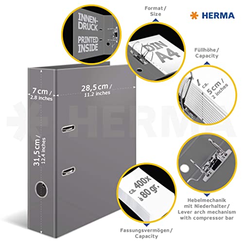 HERMA Lever Arch Files Trend Cities, Assorted, A4, 70 mm Spine, with Inner Print, Pack of 10