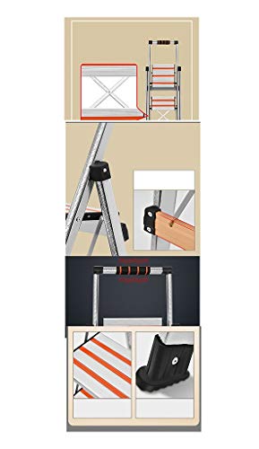 FLYIFE Step Stool Anti-Skid Three-Step Ladder, Stainless Steel Four-Step Ladder Two-Step Ladder Stool Kitchen Bathroom Footstool Room Decorate Stepladders Household Ladder/43 X 73 X 139Cm