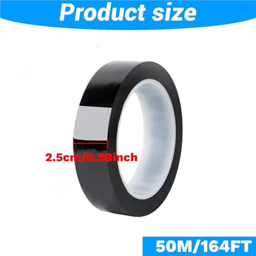 HongJP Whiteboard Tape 10roll Black Film High Temperature Resistant Shading Waterproof Tape Graphic Whiteboard Electrical Marking(25mmx50m)