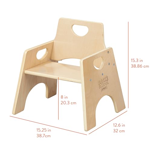 Back2School Express Toddler Chairs, 8in Seat Height, 2-Pack, Natural