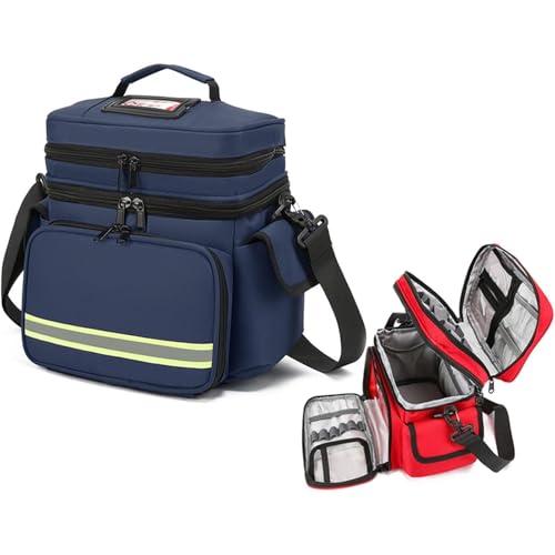 ERICAT Professional Empty First Responder Bag,Tactical Medicalfirst Aid Bag with Multiple Pockets Compartments, Double Layer & Durability, Reflective Strips & Safe Travel, for Nursing Doctors