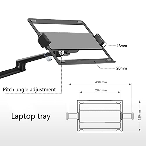 Monitor Mount Adjustable Dual Arm Desk Mounts LCD Monitor and Laptop Mount Single Desk Arm Holder for 17"-32" Screens, Extra Tray Fits 12"-17" Laptops Monitor Arm Stand (Color : Black)