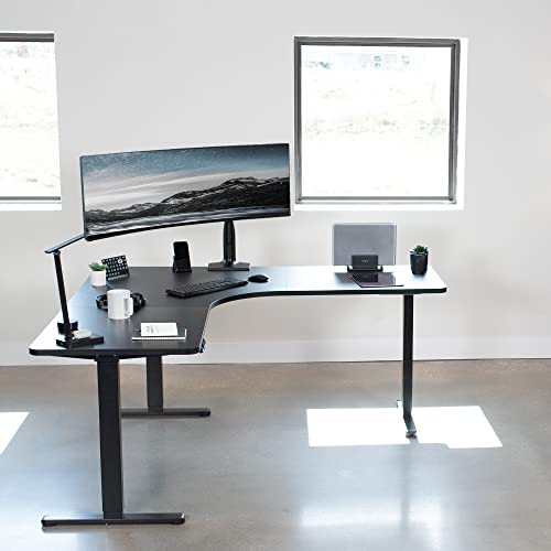 VIVO Black 71 x 71 in Corner Standing Desk, DESK-KIT-E3CB2