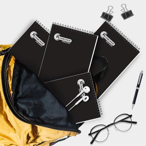 Rosmonde 96 Pack Bulk Spiral Steno Pads, 6"x 9", Gregg Rule, 80 Sheets
