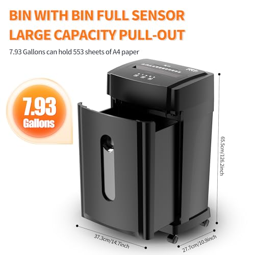 KRT KRT KRT Paper Shredder for Office Home, 18-Sheet Micro Cut Paper Shredder Auto Feed Cross Cut with 8 Gallons Bin, P-4 High Security Level, Shreds CDs/DVDs, Black