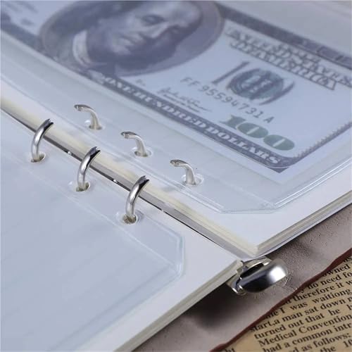 Binder Pockets 40-Pack Binder Pockets for A5/A6 Size, Waterproof PVC Zipper Folders with 6 Holes