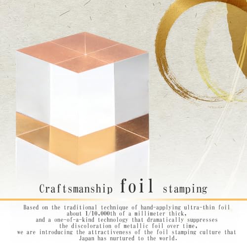 REKISEISHA Metal Leaf Cube 3 Colors Sets [Gold, Silber and Copper] Hot Stamping Made in Japan Ideal for Interior Decoration and Gifts