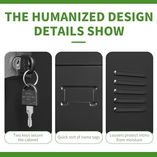 Yukimo 6 Doors Metal Lockers for Employees, Steel Storage Locker with Lock and Card Slot, Employee Lockers for Home, Office, School, Gym, Require Assembly(Black)