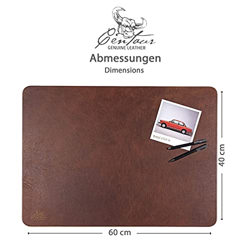Centaur - 100% Genuine Leather Desk pad - nut-Brown 23,62 x 15,75 inch Ideal for Office and Home - Easy-Care with Anti-Slip Desk mad - Handmade in Germany