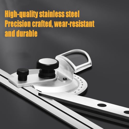 0-360° Universal Bevel Protractor, Detachable Stainless Steel Vernier Angle Ruler with Magnifying Glass, 5' Division Value, for Internal and External Angle Measurement