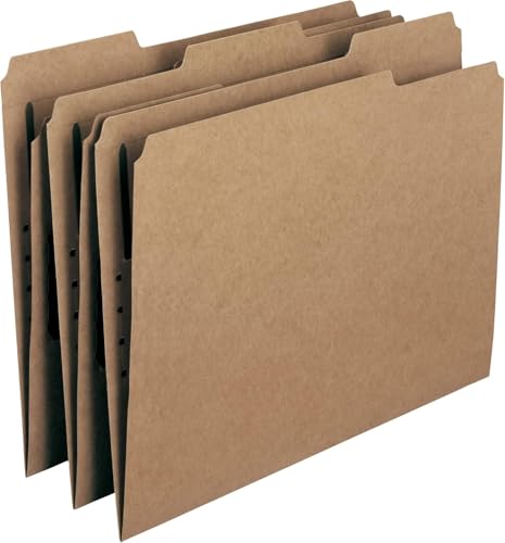 Smead Kraft Fastener File Folders with Prongs, 3 Tab Letter Size