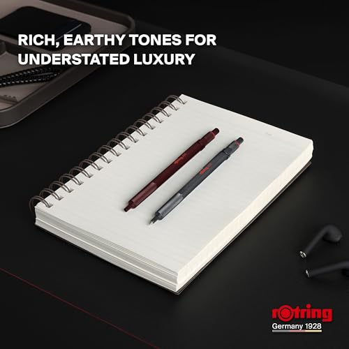 rOtring 600 Ballpoint Pen | Medium Point | Black Ink | All-Metal Body Pen | Dark Stone | Non-Slip Knurled Grip & Hexagonal Barrel | Refillable