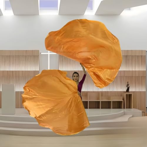 【Christmas Color Series】55" Semicircle Paise and Worship Flags,Semicircle Banner Flag，Metallic Luster Orange Spirit Wing（Flag*1+ Scalable Rod* 1） (Orange)