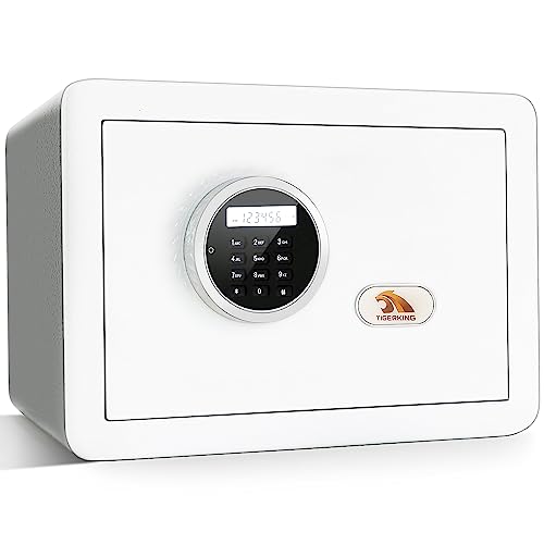 TIGERKING 1.2 Cu Ft Small Safe Box, White Security Safe with Digital Keypad