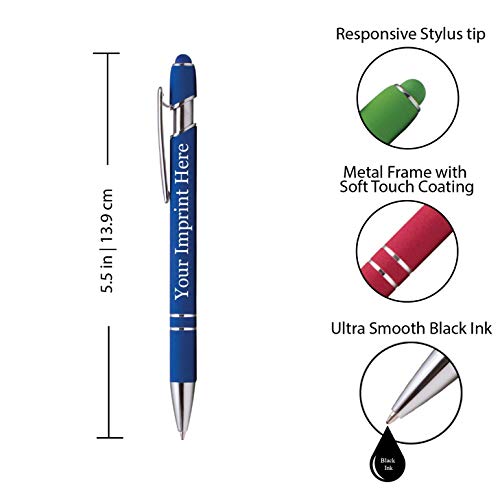 ExpressDesigns™ - Up to 1000 Pcs Custom Pens Bulk | Burst of Colors | Soft-Touch Metal Black Ink Personalized with Name or Logo (Assorted, 50 pcs)