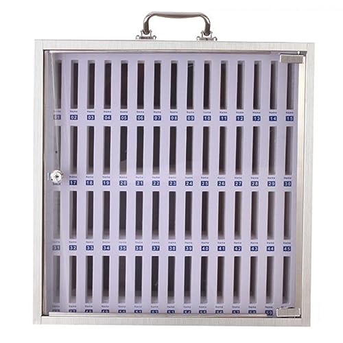 12/24/36/48/60 Slots Wall-Mounted Cell Phone Cabinet Stainless Steel Cell Phones Storage Cabinet Pocket Chart Storage Locker Box With Portable Handle Key Lock & Handwritten Tags ( Color : Silver , Siz