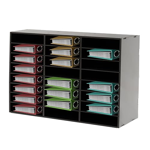 Classroom Mailbox Organizer 24-Slots, Thickened PVC Panel Literature Organizer 132lb Load Capacity, Student Teacher Mailboxes Organizer for Classroom Office (Black)