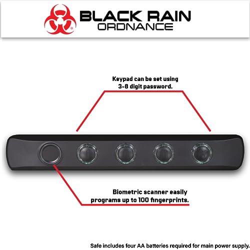 BLACK RAIN ORDNANCE Biometric Safe Fingerprint Scanner Keypad Lock Black