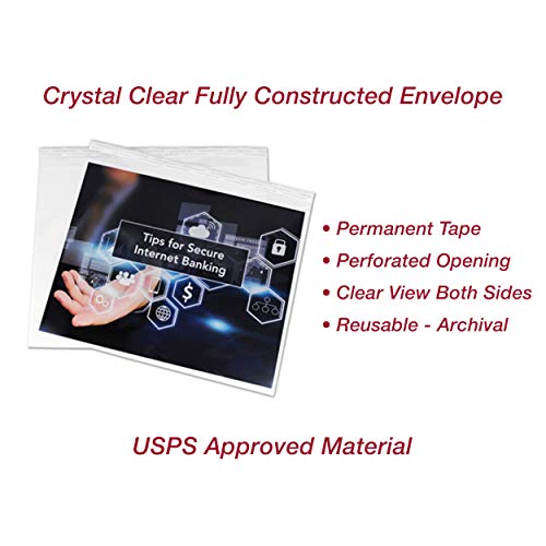 EnvyPak Clear Booklet Envelopes, 10.25 x 13.25 Inches, 4.5 Mil Heavy Duty Polypropylene, Permanent Peel & Stick Closure, Fits 9.25 x 12.25 Inserts, Made in USA (500)