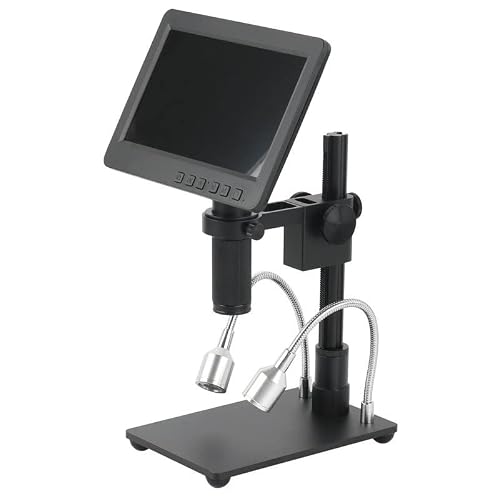 Microscope Accessories Kit 26MP 1080P 7 Inch LCD HDMI Video Digital Microscope Camera 150X Zoom C Mount Lens LED Light Microscope Slides(Stand)