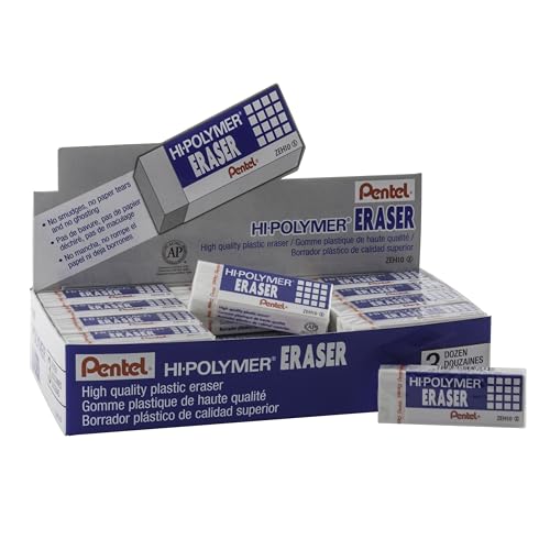 Pentel Hi-Polymer Block Eraser, Large, White, 36 Count (ZEH-10)