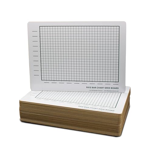Flipside Products 9" x 12" Two Sided Chart Grid Board, Grid Lines, Graphing Charts for Home and Classroom, Math Manipulatives, Pack of 24