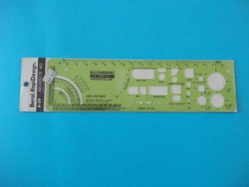 RapiDesign Berol R-29 Technical Drawing Template Architects' Aid Scale 1/4"=1'0" Made in USA