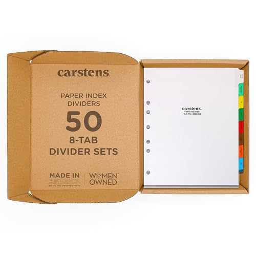 Paper Binder Index Dividers, 8-Tab, Pack of 50 Sets