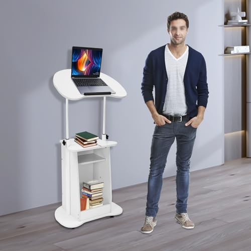 GUIAFUHYE Portable Presentation Stand,Foldable Tabletop Podium, Portable Lectern, Portable Desktop Presentation Podium Stand (White)